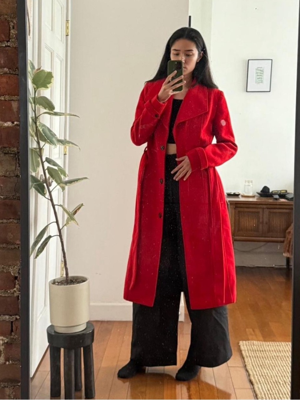 Yumi Kim Bold Red Long Trench Coat